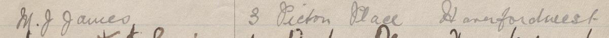 Image of M.J. James's signature and address in the petition
