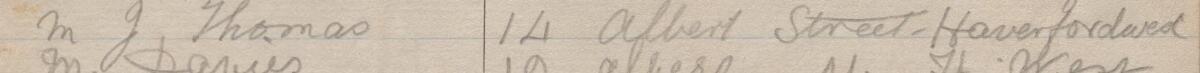 Image of M J Thomas's signature and address in the petition