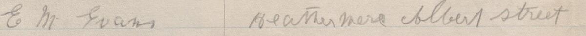 Image of E M Evans's signature and address in the petition