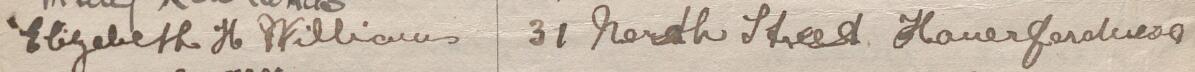 Image of Elizabeth H Williams's signature and address in the petition