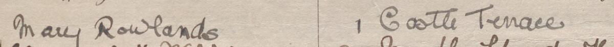 Image of Mary Rowlands's signature and address in the petition