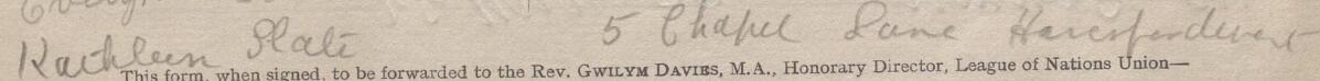 Image of Kathleen Slate's signature and address in the petition