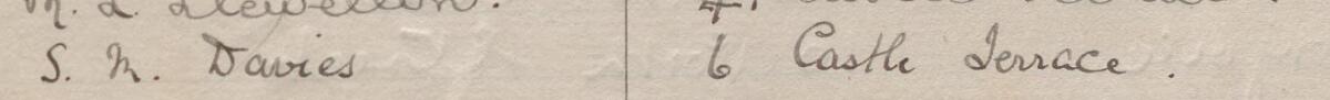 Image of S M Davies's signature and address in the petition
