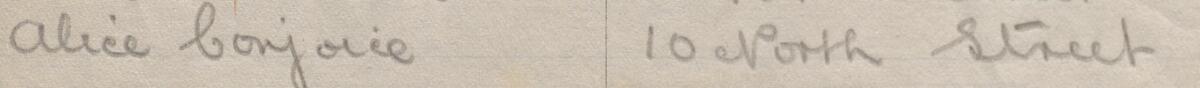 Image of Alice Conjoice's signature and address in the petition