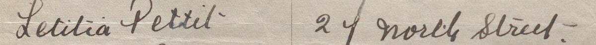Image of Letitia Pettit's signature and address in the petition