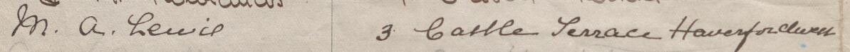 Image of M A Lewis's signature and address in the petition