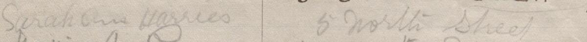Image of Sarah Harries's signature and address in the petition