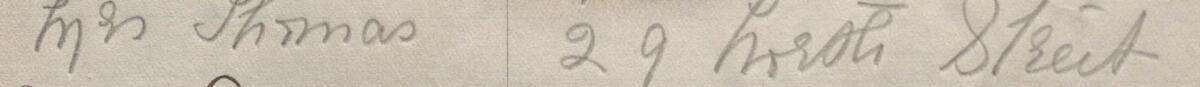 Image of Mrs Thomas's signature and address in the petition