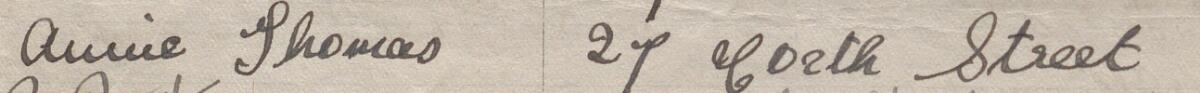 Image of Annie Thomas's signature and address in the petition