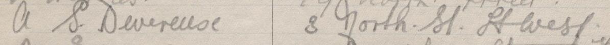 Image of A S Devereux's signature and address in the petition