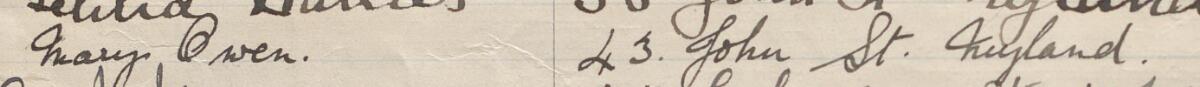 Image of Mary Owen's signature and address in the petition