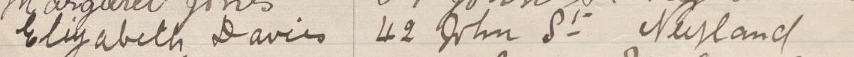 Image of Elizabeth Davies's signature and address in the petition