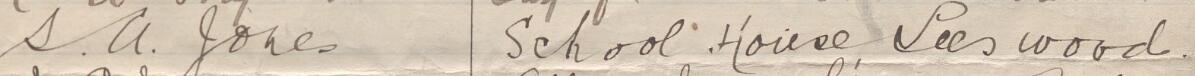 Image of S. A. Jones's signature and address in the petition