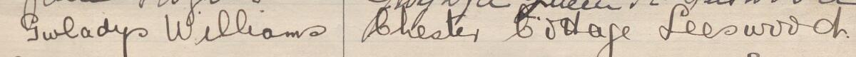 Image of Gwladys Williams's signature and address in the petition
