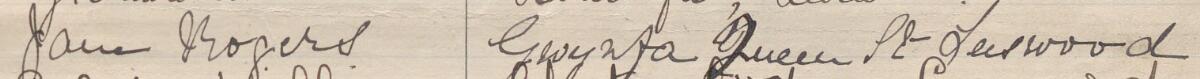 Image of Jane Rogers's signature and address in the petition