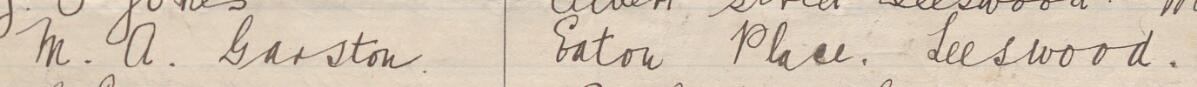 Image of M. A. Garston's signature and address in the petition
