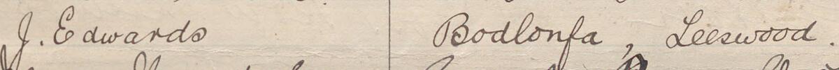 Image of J. Edwards's signature and address in the petition