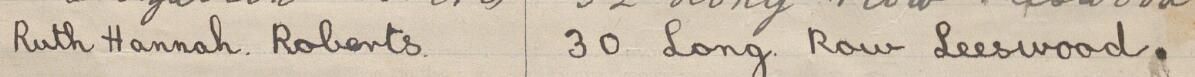 Image of Ruth Hannah Roberts's signature and address in the petition