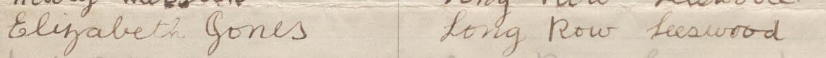 Image of Elizabeth Jones's signature and address in the petition