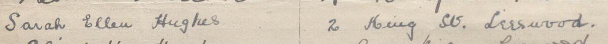 Image of Sarah Ellen Hughes's signature and address in the petition