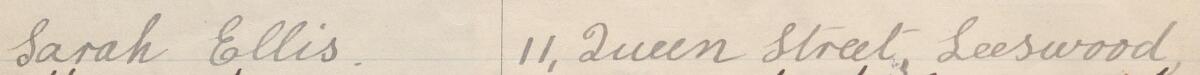 Image of Sarah Ellis's signature and address in the petition