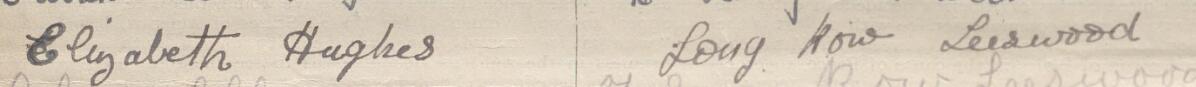 Image of Elizabeth Hughes's signature and address in the petition