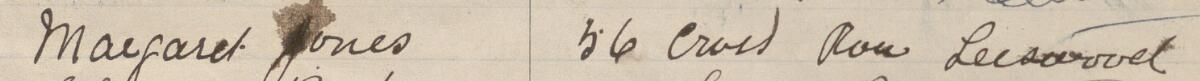 Image of Margaret Jones's signature and address in the petition