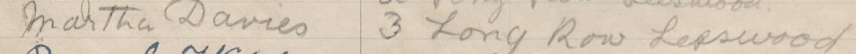 Image of Martha Davies's signature and address in the petition