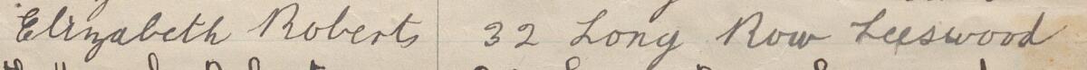 Image of Elizabeth Roberts's signature and address in the petition