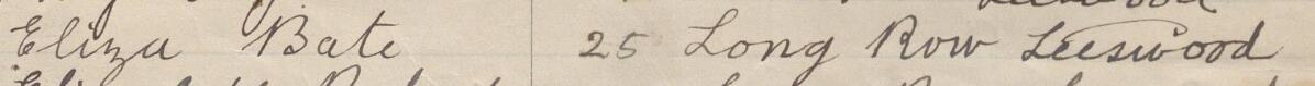 Image of Eliza Bate's signature and address in the petition