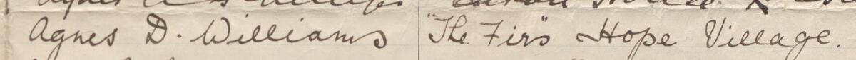 Image of Agnes D. Williams's signature and address in the petition