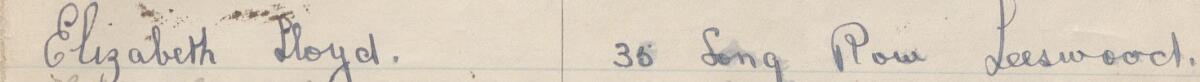 Image of Elizabeth Lloyd's signature and address in the petition