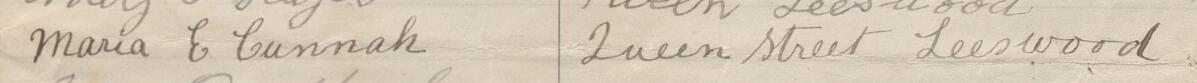 Image of Maria E. Cunnah's signature and address in the petition