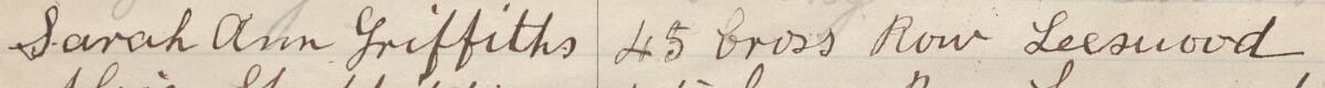 Image of Sarah Ann Griffiths's signature and address in the petition
