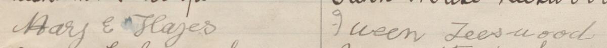 Image of Mary E. Hayes's signature and address in the petition