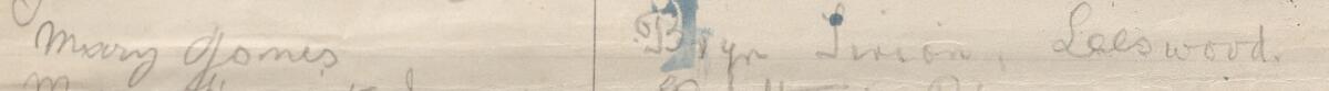 Image of Mary Jones's signature and address in the petition