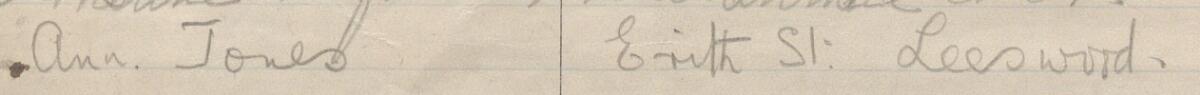 Image of Ann Jones's signature and address in the petition