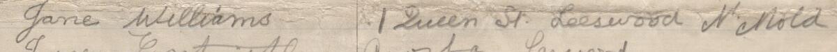 Image of Jane Williams's signature and address in the petition