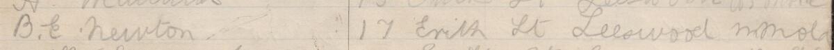 Image of B. E. Newton's signature and address in the petition