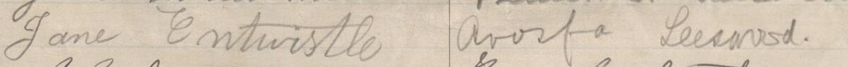 Image of Jane Entwistle's signature and address in the petition
