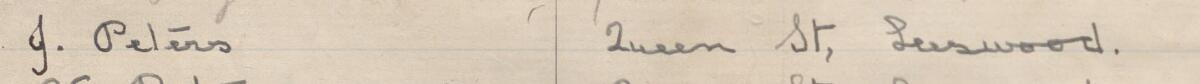 Image of J. Peters's signature and address in the petition