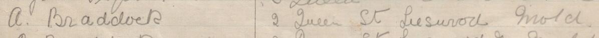 Image of A. Braddock's signature and address in the petition