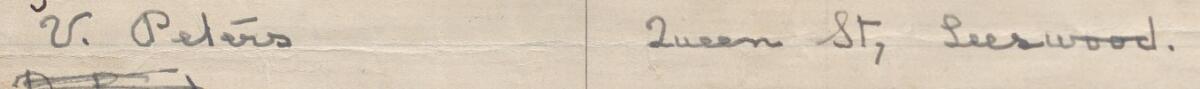 Image of V. Peters's signature and address in the petition
