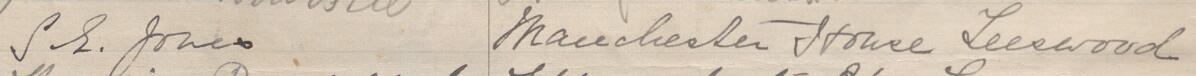 Image of S. E. Jones's signature and address in the petition