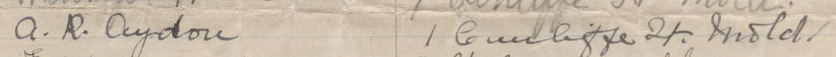 Image of A R Drydon's signature and address in the petition