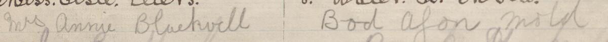 Image of Mrs Annie Blackwell's signature and address in the petition