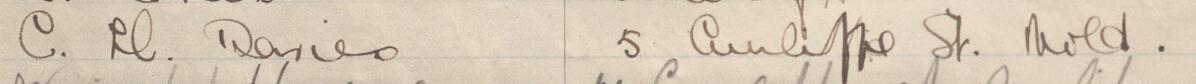 Image of C Ll Davies's signature and address in the petition
