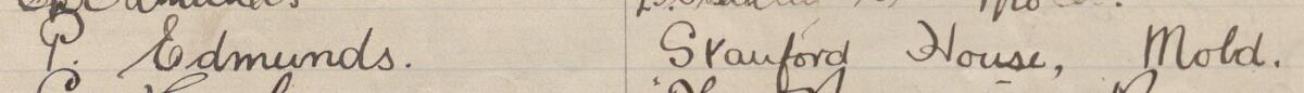 Image of P Edmunds's signature and address in the petition