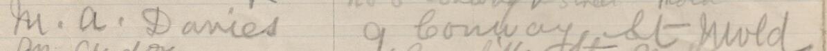 Image of M A Davies's signature and address in the petition