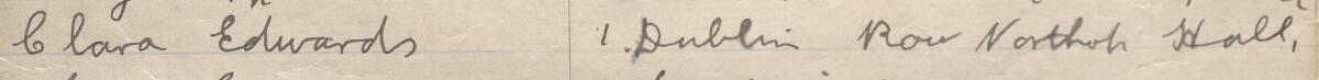 Image of Clara Edwards's signature and address in the petition